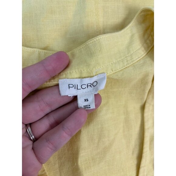Pilcro women's XS yellow linen cotton v-neck sleeveless tunic top - Picture 5 of 6